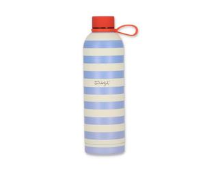 Mr.Wonderful - Bouteille isotherme rayée bleue et beige - Walking on sunshine - Bouteille isotherme en acier inoxydable 304 double couche - Capacité : 750 ml