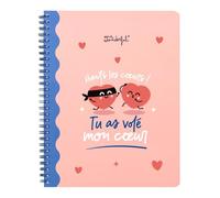 Mr. Wonderful - Cahier A5 - Hauts les coeurs ! Tu as volé mon coeur - Avec 100 pages lignées - Inclus 3 feuilles d'autocollants