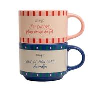 Mr. Wonderful - Set de 2 mugs empilables - J’ai encore plus envie de toi que de mon café du matin - Capacité des mugs : 370 ml