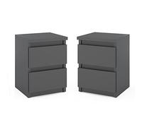 MRBLS_HOME Lot de 2 tables de chevet modernes avec tiroirs, commode en bois pour votre chambre à coucher, gris mat, 30 x 43 x 32,5 cm (l x H x P)