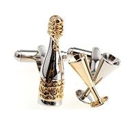 MRCUFF Champagne Bouteille de Vin et Verres Paire Boutons de Manchette dans Une boîte Cadeau de présentation et Chiffon