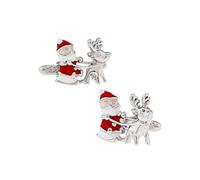 MRCUFF Paire de Boutons de Manchette Père Noël traîneau de Noël Renne dans Une boîte Cadeau et Chiffon de Nettoyage