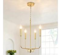 MRHYSWD Lustre Salon Moderne Doré 4 Lumières Lustres Vintage Suspension | Lustre Chambre Cuisine Salle à Manger Couloir Entree, Luminaire Plafonnier Industriel, Hauteur Réglable, Sans Ampoules E14