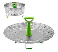 Mritrit Panier vapeur extensible en acier inoxydable de 17,8 à 27,9 cm pour casseroles, autocuiseurs, panier vapeur pliable multifonction pour la cuisson des légumes, du poisson, des fruits de mer