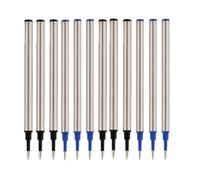 MROOFUL Lot de 12 recharges de stylo à bille en métal, 6 cartouches d'encre noire et 6 cartouches d'encre bleue, recharges de stylo tube métallique de 111 mm, recharges d'encre lisse pour stylos à
