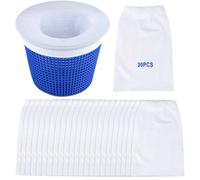 Mrracxy 30 Pcs Chaussette Skimmer Piscine,Pool Skimmer Socks, Filtre Skimmer Piscine, Chaussette Filtre Piscine, Chaussettes pour écumoire de Piscine, Le Pollen et l'écume Filtres de Piscine