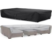 Mrrihand Housses de Meubles de Jardin 250x210x90cm, en Tissu Oxford 600D Imperméable avec Revêtement PU, Housse de Coffre de Table avec évent pour Tables et Chaises, Canapés BSD-008 Noir