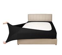 Mrs Awesome Cache-sommier en Jersey Extensible Ultra Doux et Infroissable pour lit Double/Double XL, Noir