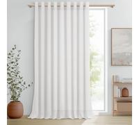 MRTREES 1 Pièce Rideaux Voilage Blanc en Lin Semi-Transparent Grande Largeur 300x240cm Voilages Intérieurs Rideau Voile à Oeillets pour Porte Fenetre Salon Chambre Cuisine Salle a Manger