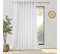 MRTREES Lot de 1 Rideaux Voilage Blanc Grande Largeur 300x240 CM Effet Lin Semi-Transparent Rideau Voile à Oeillets Voilages Intérieurs pour Porte Fenetre Salon Chambre Salle a Manger