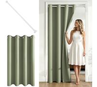 MRTREES Rideau de Porte Vert Sauge 140x200cm 1pc, avec Tringle Extensible | Tringle Blanche 75-125 cm,Rideaux Thermiques anti Chaleur,Sans Perçage,pour Dressing,Separation de Piece,Chambre,Salon