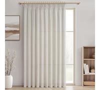 MRTREES Rideau Voilage Effet Lin Ivoire Blanc pour Salon Moderne Grande Largeur 200x240 CM 1 Pièce, Rideaux Galon Fronceur Semi-Transparent Décoration de Maison Fenetre Chambre Adulte
