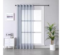 MRTREES Rideaux Salon Moderne Gris Transparent à Oeillets, Voilage Rideau Intérieur pour Fenetre Chambre Adulte Salle à Manger Baie Vitrée, Grande Hauteur 140x350 CM, 1 Pièce