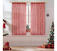MRTREES Rideaux Salon Rideau de Noel fenetre 140x145 cm 2 pièces Rideau occultant Court Rideau Rouge Rideaux de la Cuisine Moderne Rideau occultant Petite fenetre Orné de Motifs dorés
