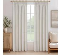 MRTREES Rideaux Voilage Lin avec Galon Fronceur, Lot de 2, 140x300 cm | Rideau Semi-Transparent à Ruflette pour Salon, Chambre, Baie Vitrée, Fenetre, Panneaux de Rideaux Intérieurs, Ivoire Blanc