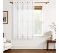 MRTREES Voilage Grande Largeur Blanc à Oeillets 300x150 CM, 1 Pièce, Rideau Chambre Court Transparent Moderne pour Enfant et Adulte Cuisine Fenêtre, Voilage Élégant Décoratif