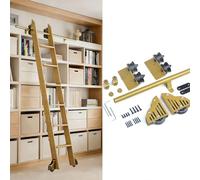 MRVAKDYDI Quincaillerie pour échelle coulissante, Kit d'échelle de bibliothèque, Rail et poulie en Acier au Carbone, Roues en PU, 3,3 à 24 Pieds, loft de Bureau à Domicile(10ft/300cm Track kit)