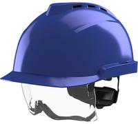 MSA V-Gard 930 Casque De Chantier - Casque De Sécurité Avec Ventilation Et Visière Pour Le Chantier Et L'industrie - Casque Conforme À La Norme Din En 397 Pour Le Travail - Bleu