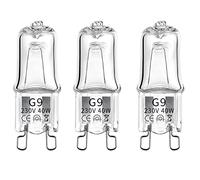 MSC Lot de 3 ampoules halogènes G9 40 W pour four, lampe de sel, lampe à lave, ampoule G9 à intensité variable et compatible avec four Zanussi, AEG, cuisinière, etc. Blanc chaud 230 V (3000 K 3 pièces