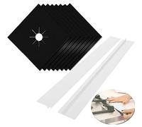 MSDADA 8 Pcs Protections Réutilisables pour Plaques,avec 2 Couvercles 21in Anti-adhésifs Résistants à la Chaleur,Plaque de Cuisson à Gaz Universel Protection D'écran de Cuisson à Gaz (Noir&Blanche)