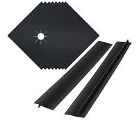 MSDADA 8 Pcs Protections Réutilisables pour Plaques, avec 2 Couvercles 25in Anti-adhésifs Résistants à la Chaleur,Plaque de Cuisson à Gaz Universel Protection D'écran de Cuisson à Gaz (Noir)