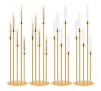 MSDADA Lot de 4 chandeliers dorés à 5 branches de 105 cm de haut pour | Bougeoirs à 5 niveaux, centres de table pour Noël, mariage, fête d'anniversaire, décoration d'intérieur
