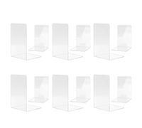 MSDADA -Serre-Livre en Acrylique Transparent, 6 Paires Serre-Livres Enfants,Anti-Rayures Serre-Livres Design, pour Bureaux,Décoratifs, Étagères,Écoles et Librairie