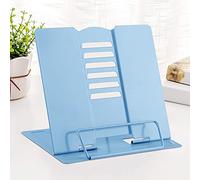 MSDADA Support de livre de bureau en métal réglable pour livres de cuisine, documents, livres de recettes, livres de musique, cadeau de premier jour d'école pour étudiants, enseignants (bleu clair)