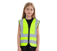 MSemis Garçon Fille Gilet de Haute Visibilité Gilet de Securité Standard sans Manches Gilet Réfléchissant Zippé Gilet de Signalisation Veste Gilet de Travail 3-12 ans
