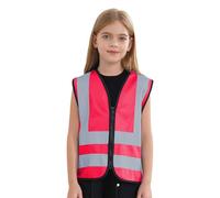 MSemis Garçon Fille Gilet de Haute Visibilité Gilet de Securité Standard sans Manches Gilet Réfléchissant Zippé Gilet de Signalisation Veste Gilet de Travail 3-12 ans