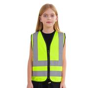 MSemis Garçon Fille Gilet de Haute Visibilité Gilet de Securité Standard sans Manches Gilet Réfléchissant Zippé Gilet de Signalisation Veste Gilet de Travail 3-12 ans