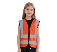 MSemis Garçon Fille Gilet de Haute Visibilité Gilet de Securité Standard sans Manches Gilet Réfléchissant Zippé Gilet de Signalisation Veste Gilet de Travail 3-12 ans