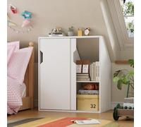 MSFE Meuble sous Pente avec 2 Portes Penderie Mur en Pente Chambre Mansardée Armoire de Toit en Pente Placard de Rangement adapté aux Murs en Pente 100 x 80 x 52CM Blanc