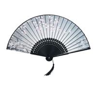 Msioytog Éventail Pliable en Bambou avec Pompons fluides, Imitation Soie, à des Fins de Refroidissement et de décoration, de Vacances élégant