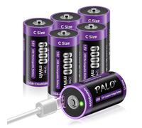 Mspalocell USB-C Pile Rechargeable LR14 1.5V 6000 Mwh Lithium Charge Rapide Type-C Battery avec Câble de Charge, Faible Autodécharge, avec Lumière de Charge, 1500+ Cycles, 6 Pile C R14 Batteries