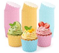 Mssushi 165 Pièces Caissettes Cupcake 6×5×4.7cm, Rose Bleu Jaune | Caissettes Muffins Papier Cupcake Résistant à L'Huile, pour Gâteaux, Glaces, Desserts, Mariages, Anniversaires