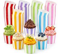 Mssushi 168 Pièces Caissettes Cupcake (6×5×4.7cm), Rayures 6 Couleurs | Moules à Cupcakes, Résistant à L'Huile, Pour Pâtisserie, Fêtes