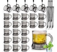 Mssushi 25 Pièces 30ml Verre Shooter Plastique, Noirs, Poignée Collier