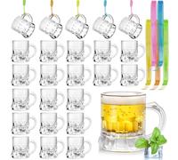 Mssushi 25 Pièces 30ml Verre Shooter Plastique,Transparents,Poignée Collier