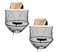 MsTeco 2 Pièces Chapeau Apiculteur Pliable Chapeau Moustiquaire | Séchage Rapide Filet anti Moustique Tête Midges Convient pour la Randonnée le Camping l'apiculture la Pêche (Beige)