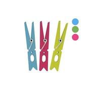 MSV 100508 Lot de 10 Pinces à Linge Polypropylène Bleu 638C/Fuchsia 213C/Vert 382C 9,5 x 1,8 x 1,5 cm