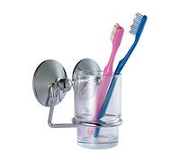 MSV 140320 Porte Brosses à Dents Super Ventouses Métal Chromé/PVC Chromé 10,5 x 9,5 x 6 cm