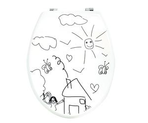 MSV 140765" abattant WC MDF Jardin d'enfant, INOX, Blanc Imprimé 3 Faces