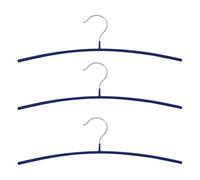 MSV 240 Lot de 3 Cintres Revêtement PVC/Métal Chromé Bleu Foncé 40 x 12,5 x 0,1 cm