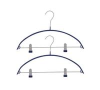 MSV 241 Lot de 2 Cintres + 2 Pinces Revêtement PVC/Métal Chromé Bleu Foncé 41 x 24 x 0,1 cm