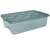 MSV 289 Boîte de Rangement Dessous de Lit Polypropylène Boîte Transparente/Couvercle Gris 32 L