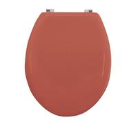 MSV Siège de WC Couvercle de WC MDF noyau en bois "Terracotta rouge" Charnières en acier inoxydable - qualité supérieure et stable