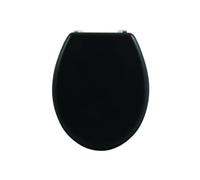 MSV - Abattant WC MDF CLÉO - Charnières Inox - 42.5 x 36.5 x 1.6 cm - Noir Mat - Résistant à l'humidité - Facile à nettoyer - Convient à la plupart des toilettes standard