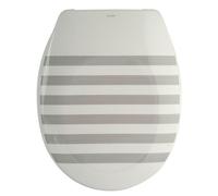 MSV - Abattant WC Thermo Dur - Charnières PS - Frein de Chute - Design Original - pour Enfants et Familles - Facile à Installer - Résistant et Hygiénique - SEAUVILLE - Gris & Blanc