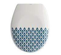MSV - Abattant WC Thermo Dur - Charnières PS - Frein de Chute - Design Original - pour Enfants et Familles - Facile à Installer - Résistant et Hygiénique - Ikat - Bleu & Blanc